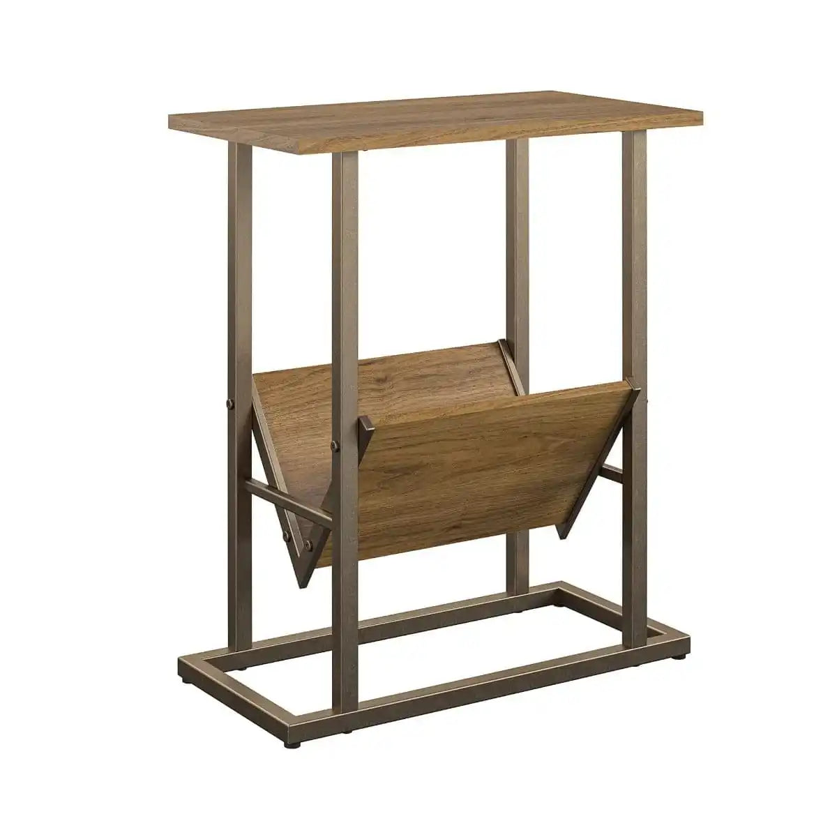 Novogratz Regal End Table in light walnut woodgrain finish - Price Crash Furniture