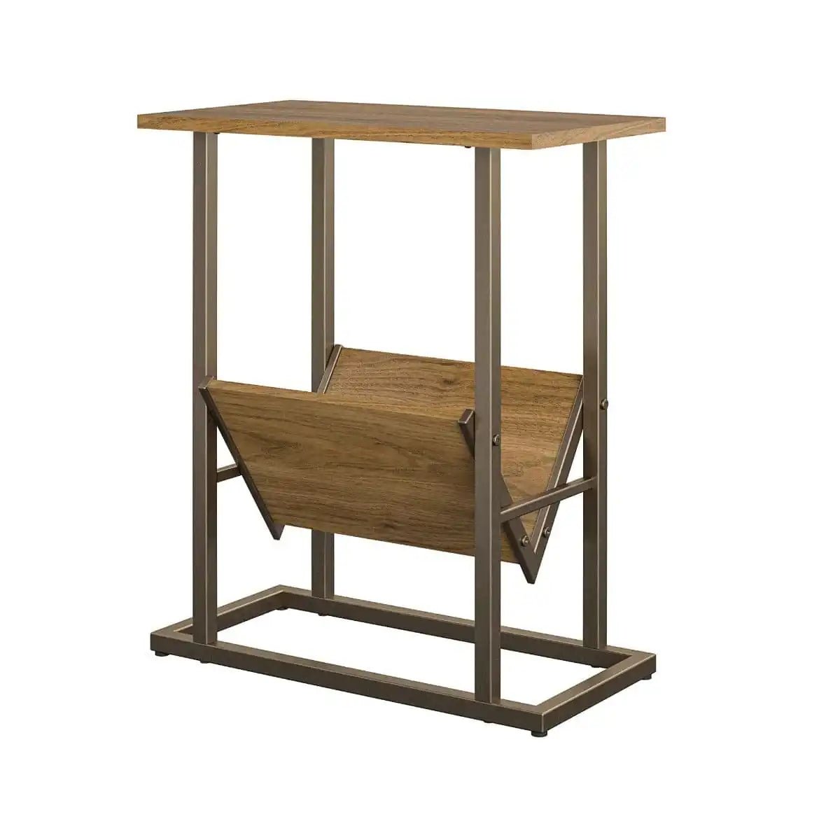Novogratz Regal End Table in light walnut woodgrain finish - Price Crash Furniture