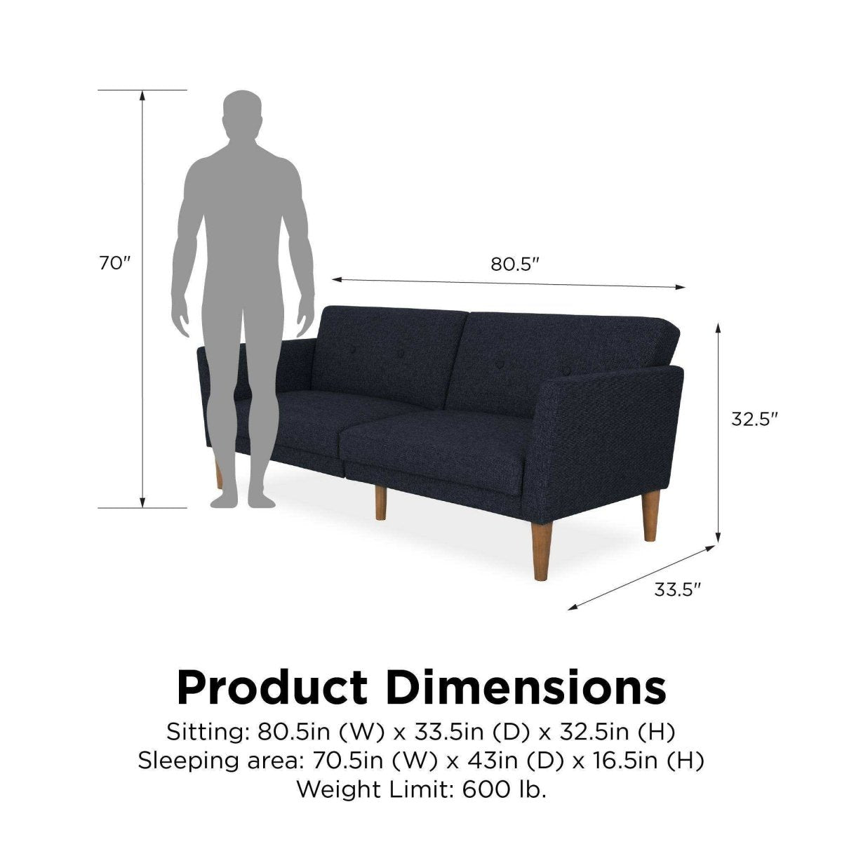 NOVOGRATZ Regal Futon Sofa Bed - Linen - Blue - Price Crash Furniture
