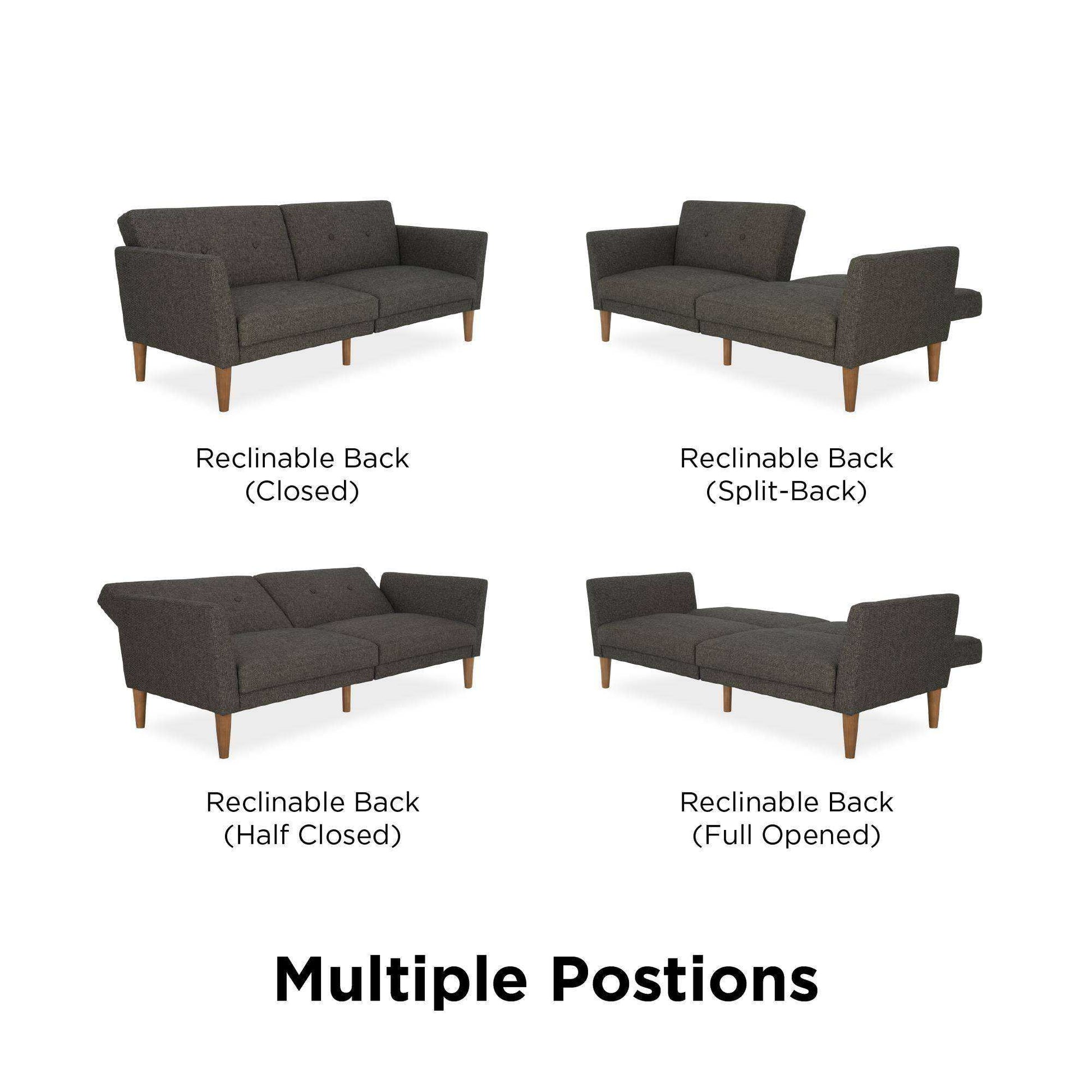 NOVOGRATZ Regal Futon Sofa Bed - Linen - Grey - Price Crash Furniture