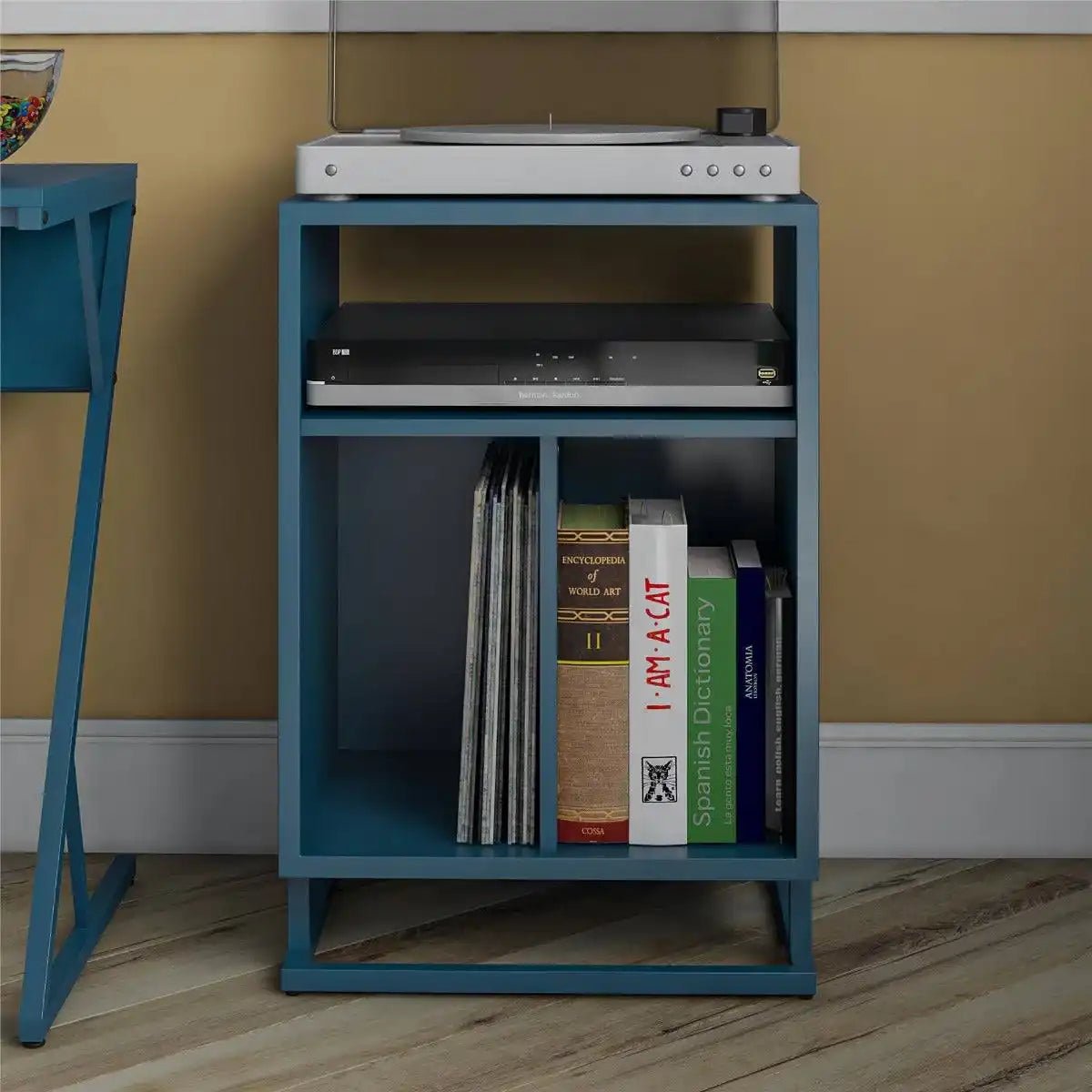 Novogratz Regal Turntable Stand in Bright Blue Finish - Price Crash Furniture