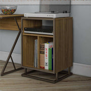 Novogratz Regal Turntable Stand in light walnut woodgrain finish - Price Crash Furniture