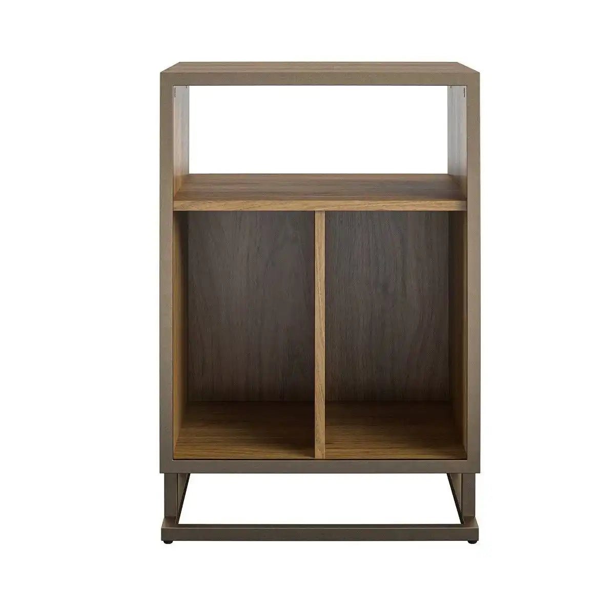 Novogratz Regal Turntable Stand in light walnut woodgrain finish - Price Crash Furniture