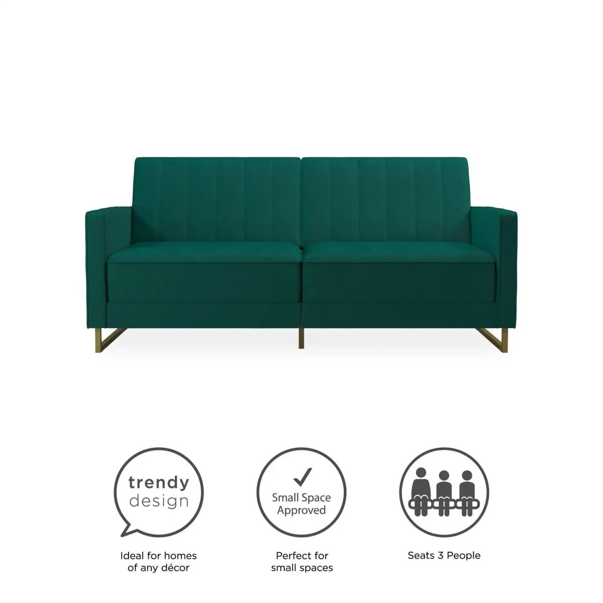 NOVOGRATZ Skylar Sofa Bed - Velvet - Green - Price Crash Furniture