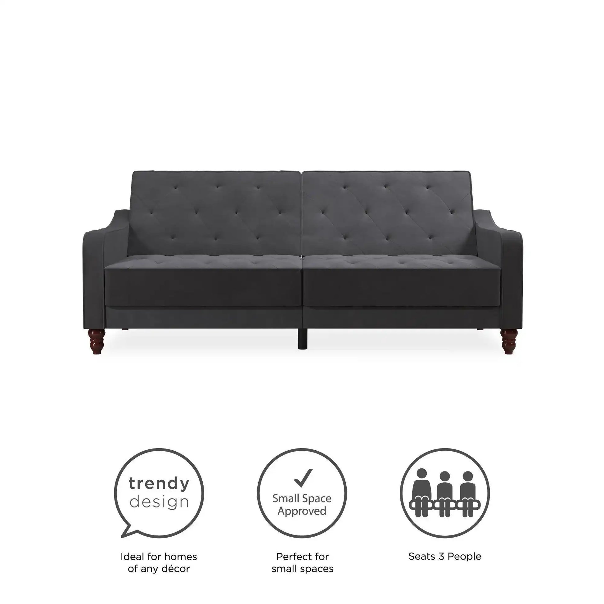 NOVOGRATZ Vintage Tufted Futon Grey Velvet - Price Crash Furniture