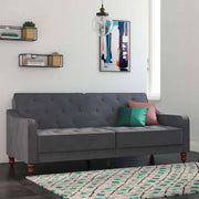 NOVOGRATZ Vintage Tufted Futon Grey Velvet - Price Crash Furniture