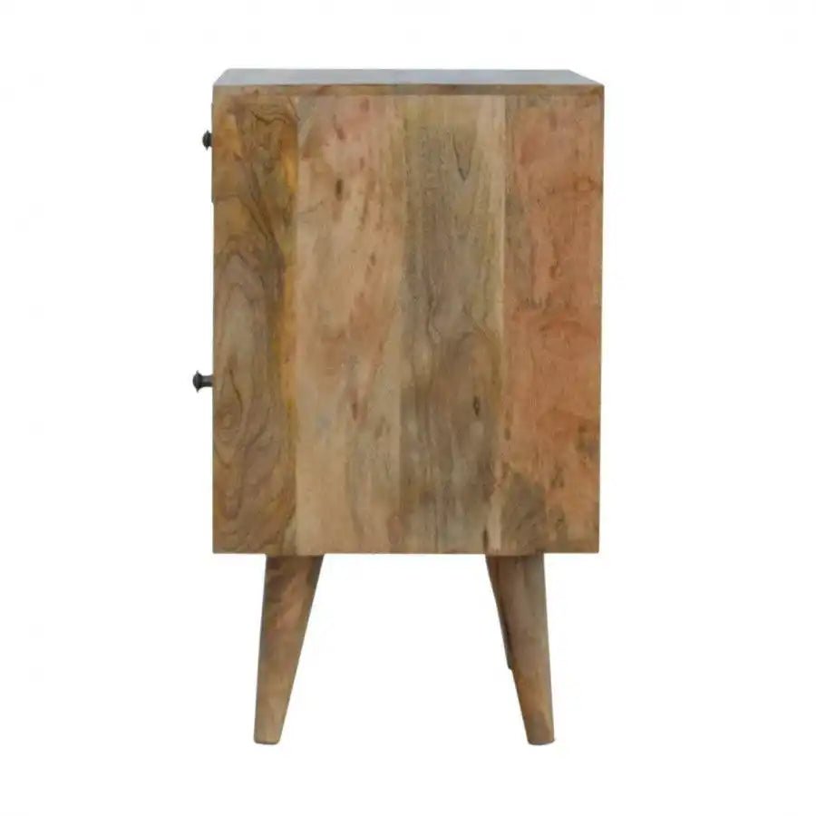 Oak - ish Finish Bedside With Ratten Door - Price Crash Furniture