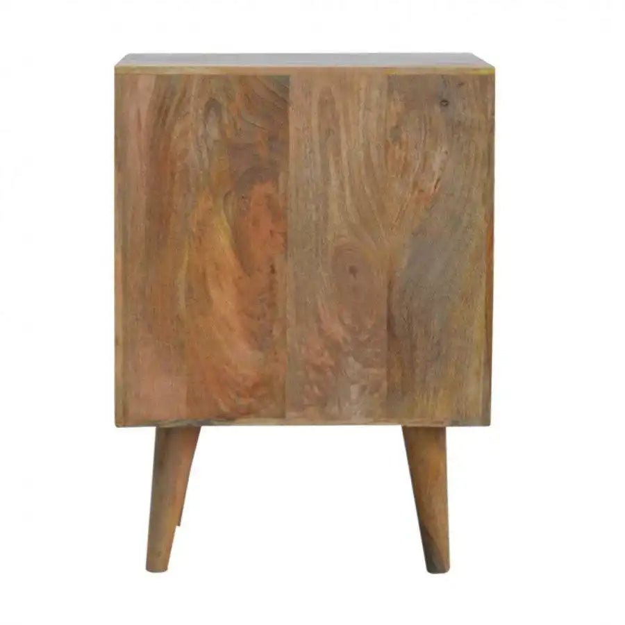Oak - ish Finish Bedside With Ratten Door - Price Crash Furniture