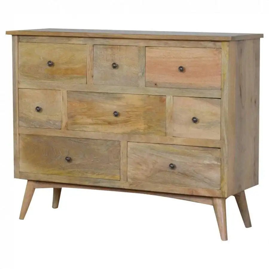 Oak - ish Solid Wood 8 Drawer Chest - Price Crash Furniture
