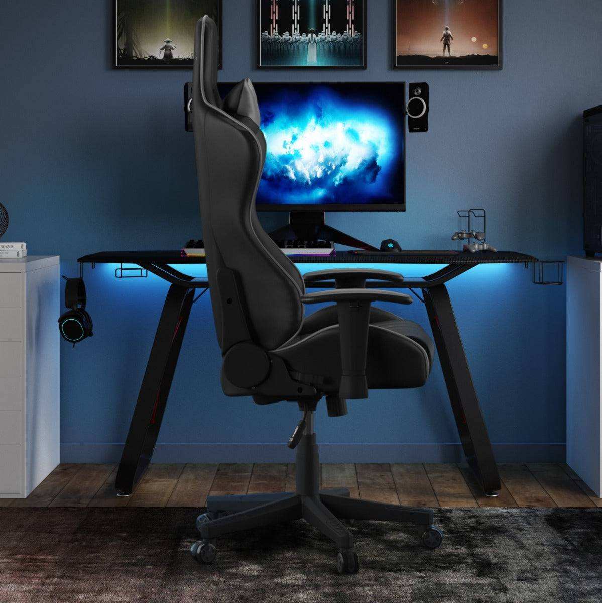 Oblivion Carbon Fibre Effect Gaming Desk with Storage by Alphason - Price Crash Furniture
