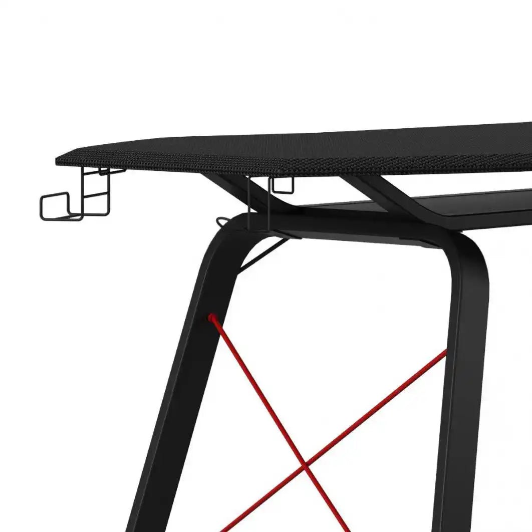 Oblivion Carbon Fibre Effect Gaming Desk with Storage by Alphason - Price Crash Furniture