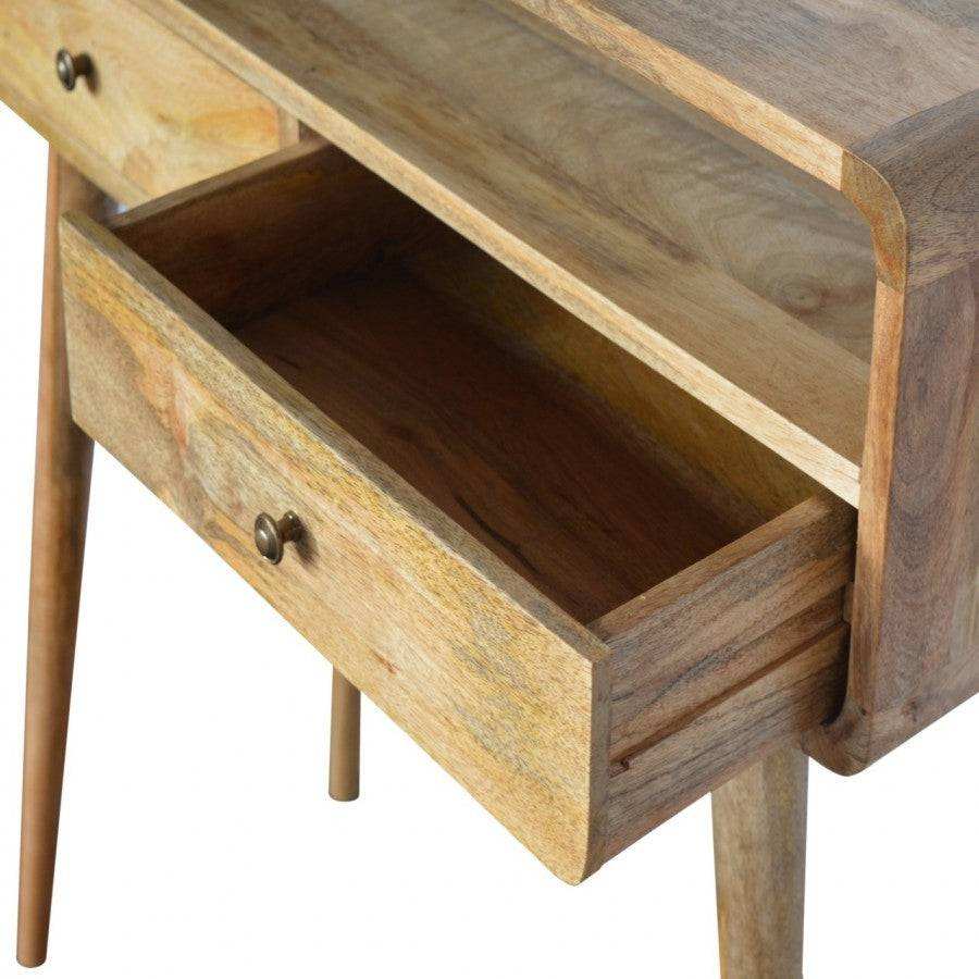 Open Slot Curved Oak - ish Console Table - Price Crash Furniture