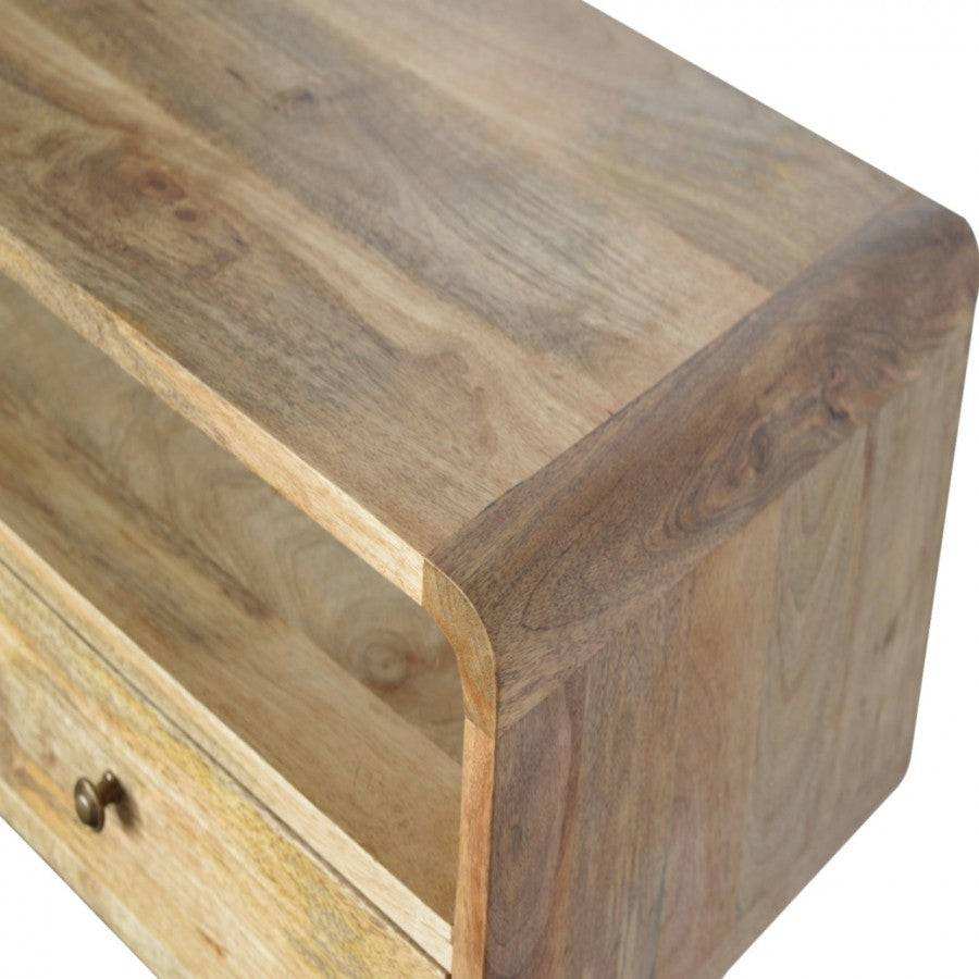 Open Slot Curved Oak - ish Console Table - Price Crash Furniture