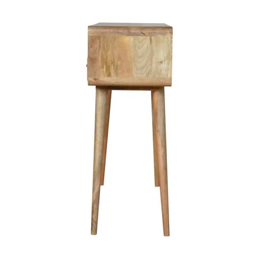 Open Slot Curved Oak - ish Console Table - Price Crash Furniture