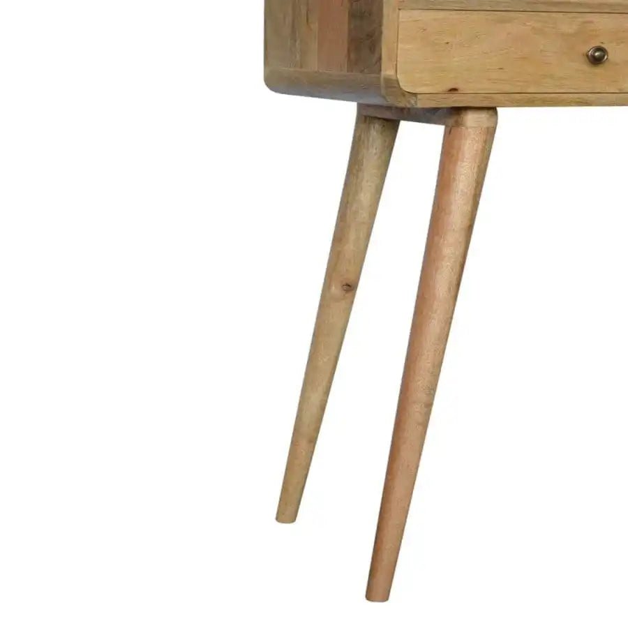 Open Slot Curved Oak - ish Console Table - Price Crash Furniture