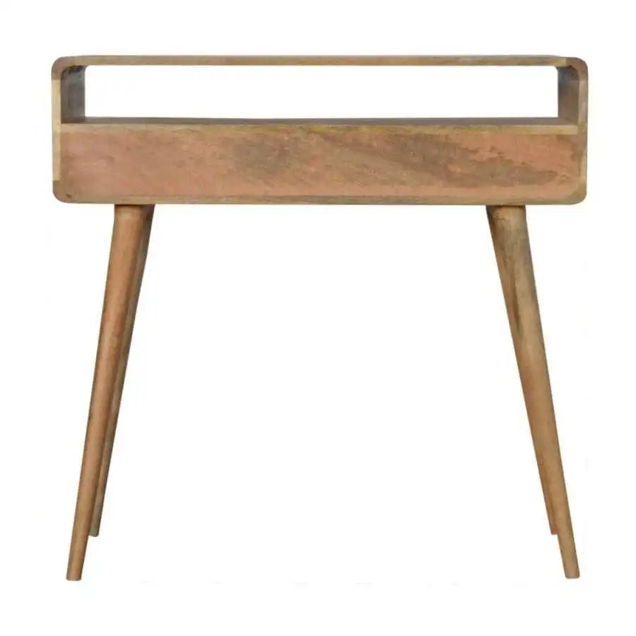 Open Slot Curved Oak - ish Console Table - Price Crash Furniture