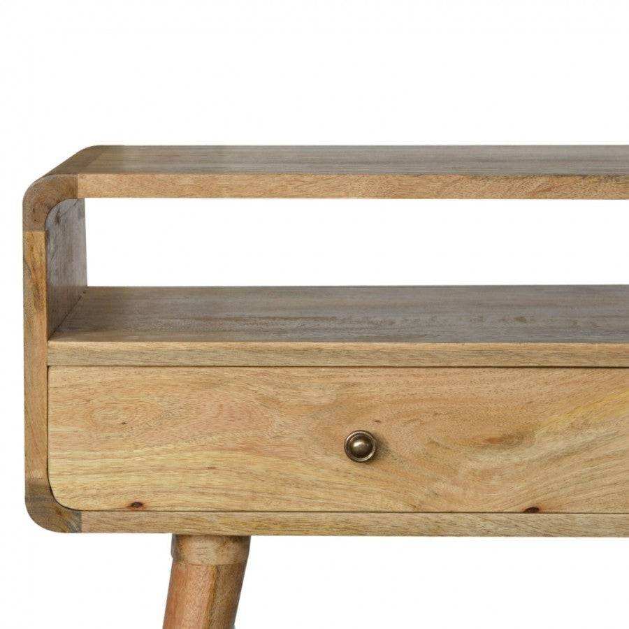 Open Slot Curved Oak - ish Console Table - Price Crash Furniture