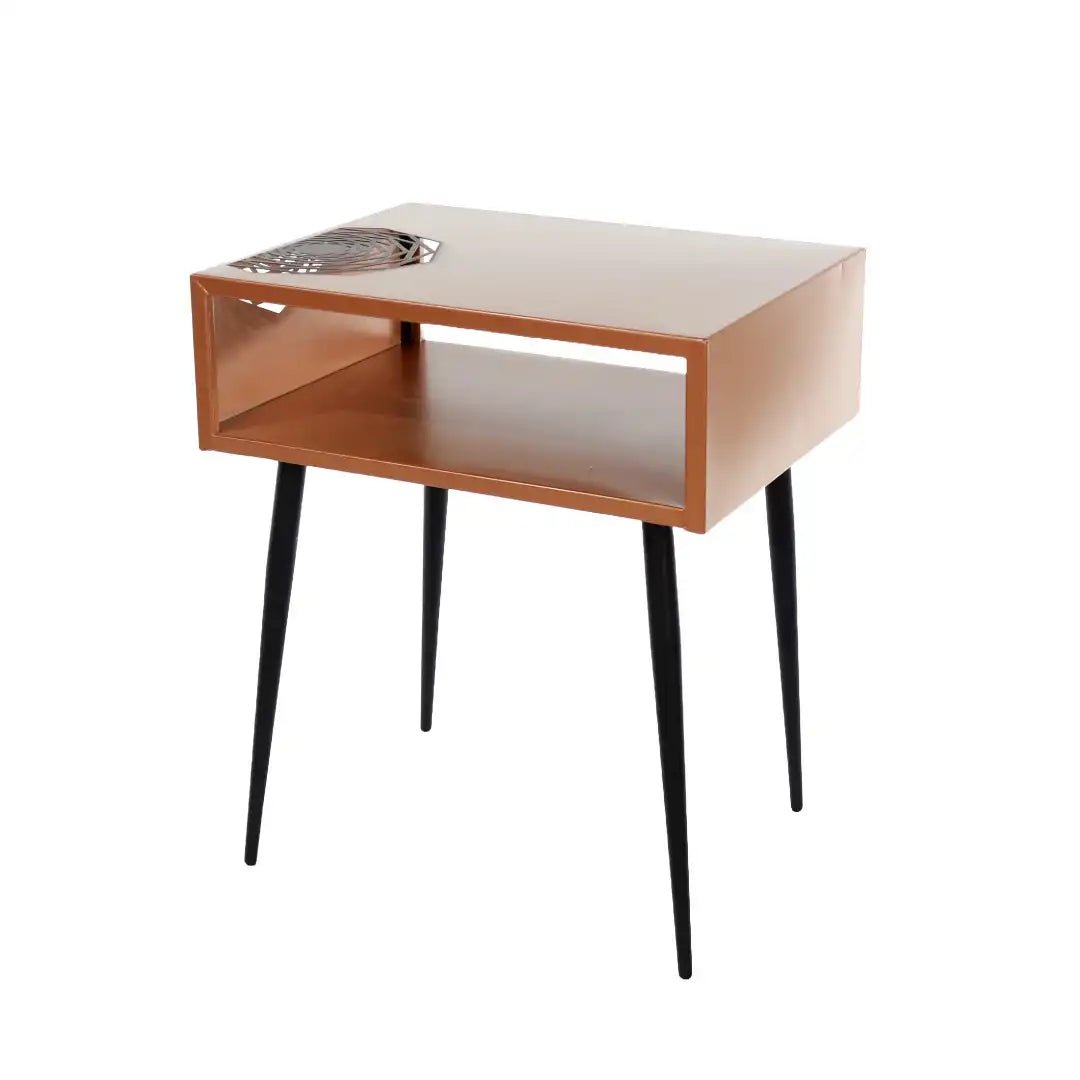 Options Galaxy 1 drawer bedside cabinet, copper body, black insrert and black legs - Price Crash Furniture