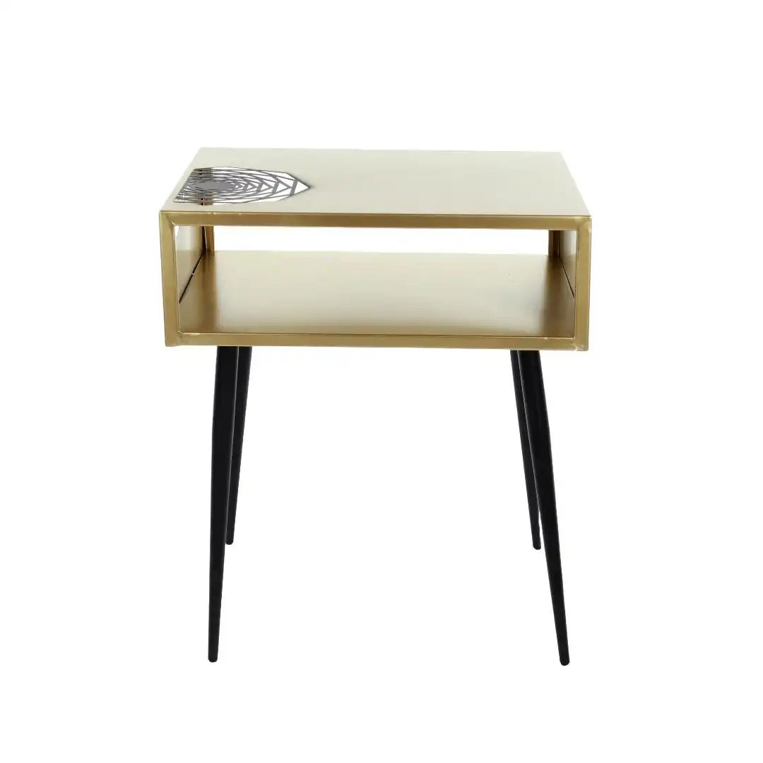 Options Galaxy 1 drawer bedside cabinet, gold body, black insert and black legs - Price Crash Furniture