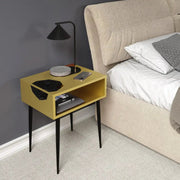 Options Galaxy 1 drawer bedside cabinet, gold body, black insert and black legs - Price Crash Furniture