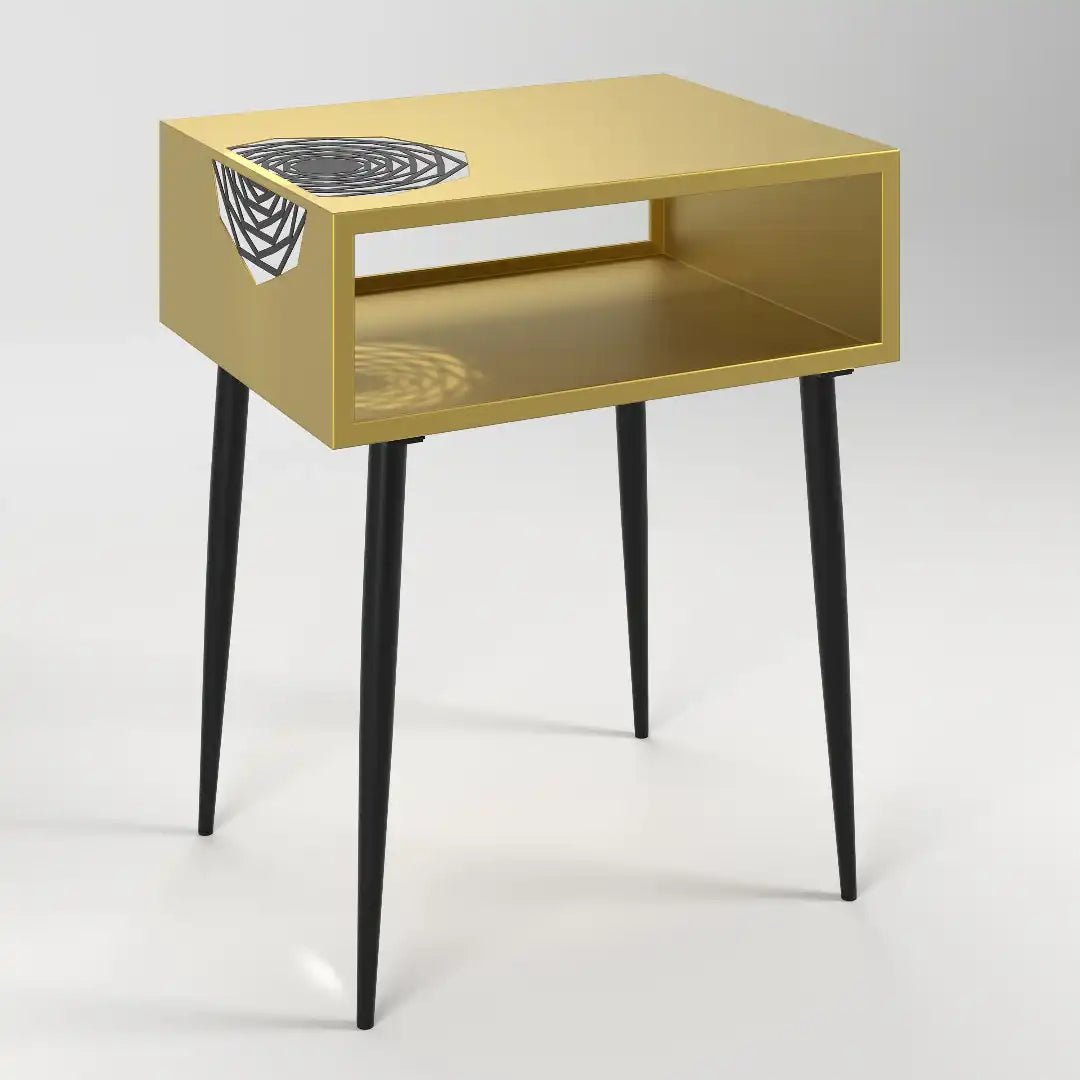 Options Galaxy 1 drawer bedside cabinet, gold body, black insert and black legs - Price Crash Furniture