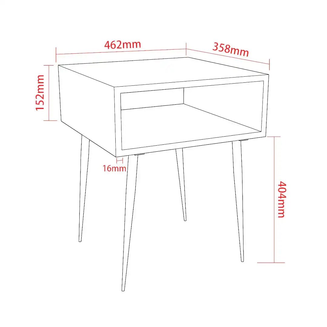 Options Galaxy 1 drawer bedside cabinet, gold body, black insert and black legs - Price Crash Furniture