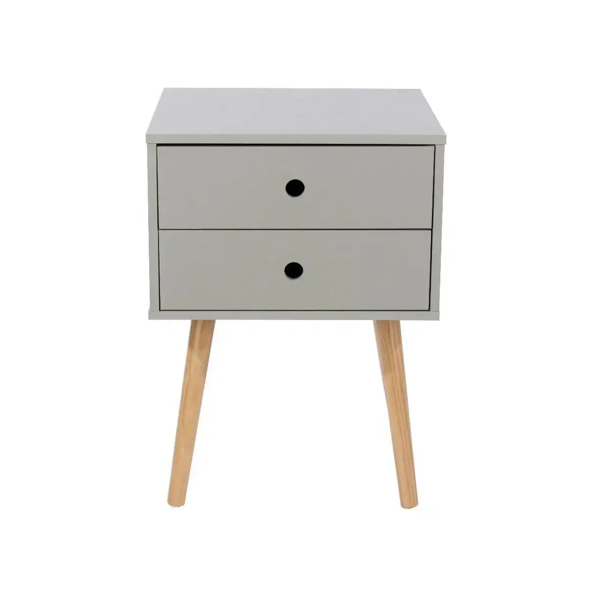 Options Scandia 2 drawer petite beside cabinet in Light Grey MDF with solid wooden legs - Price Crash Furniture