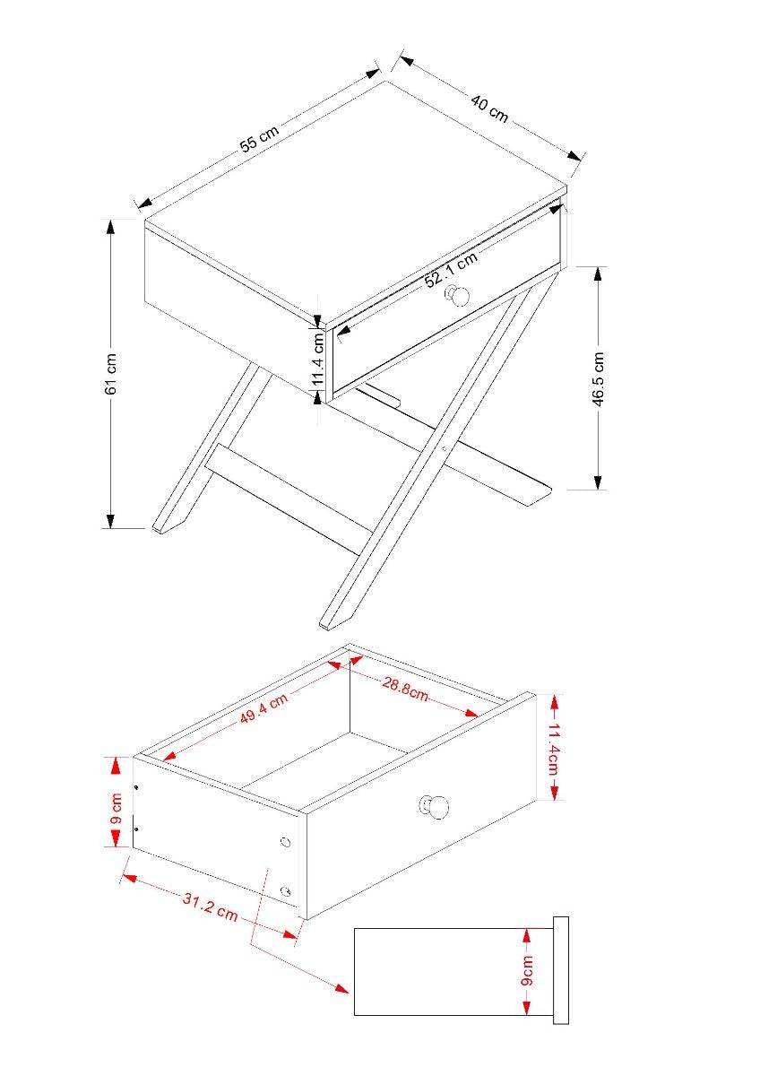 Options X leg, 1 drawer bedside cabinet in light grey - Price Crash Furniture