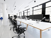 Oslo 1400mm B2B 2/4/6 Person Desk with White Top, Natural Wood Edge and White Frame - Price Crash Furniture