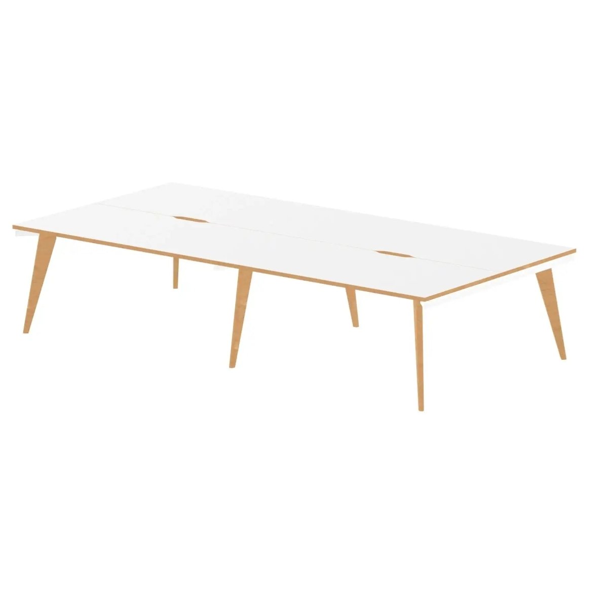 Oslo 1600mm B2B 2/4/6 Person Desk with White Top, Natural Wood Edge and White Frame - Price Crash Furniture