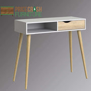 Oslo Console Table 1 Drawer 1 Shelf in White and Oak - Price Crash Furniture