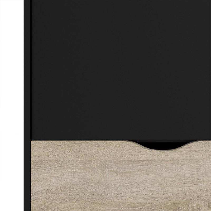 Oslo Wardrobe - 2 Doors 2 Drawers In Black And Oak - Price Crash Furniture