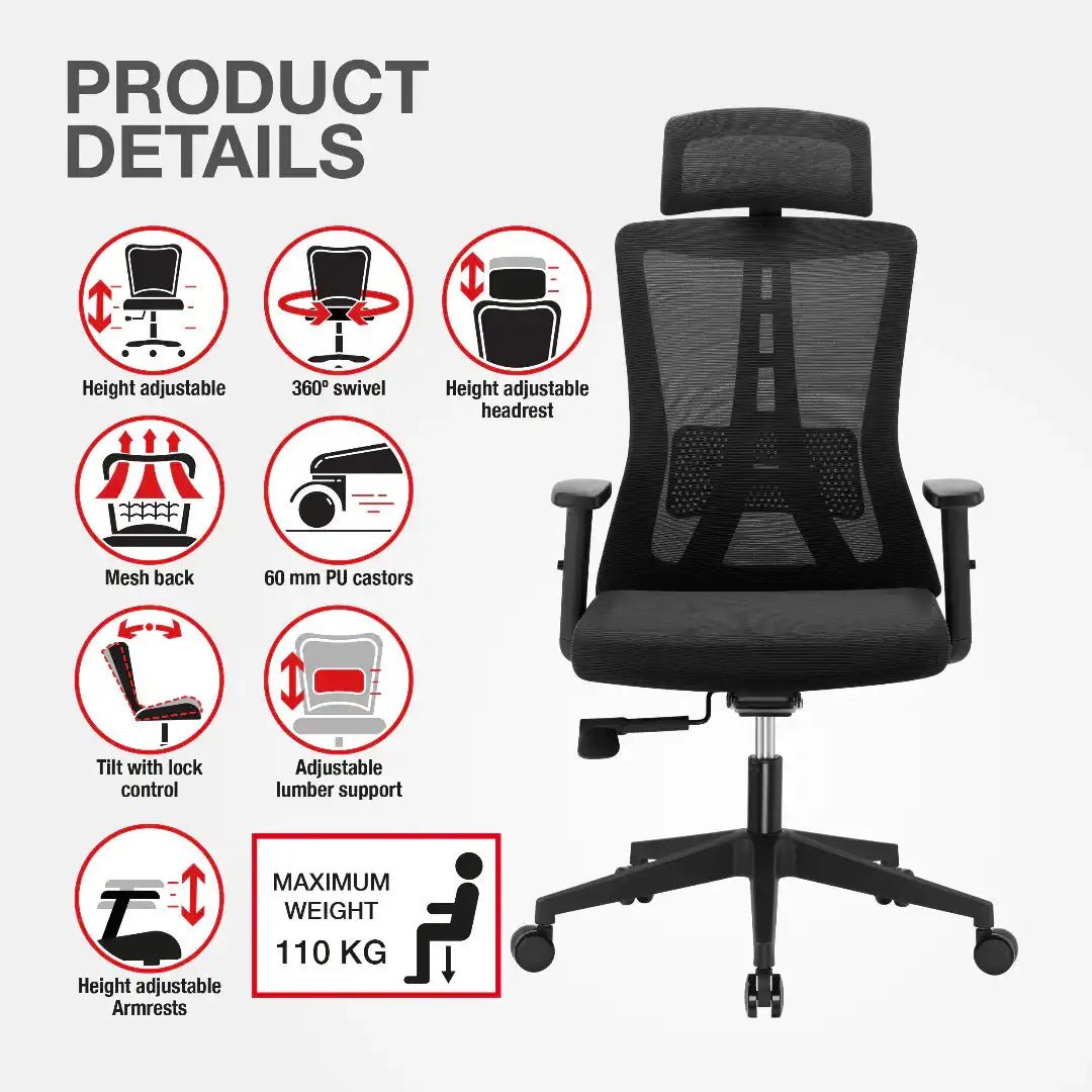 Oxford Plus Office Chair - Black - Price Crash Furniture