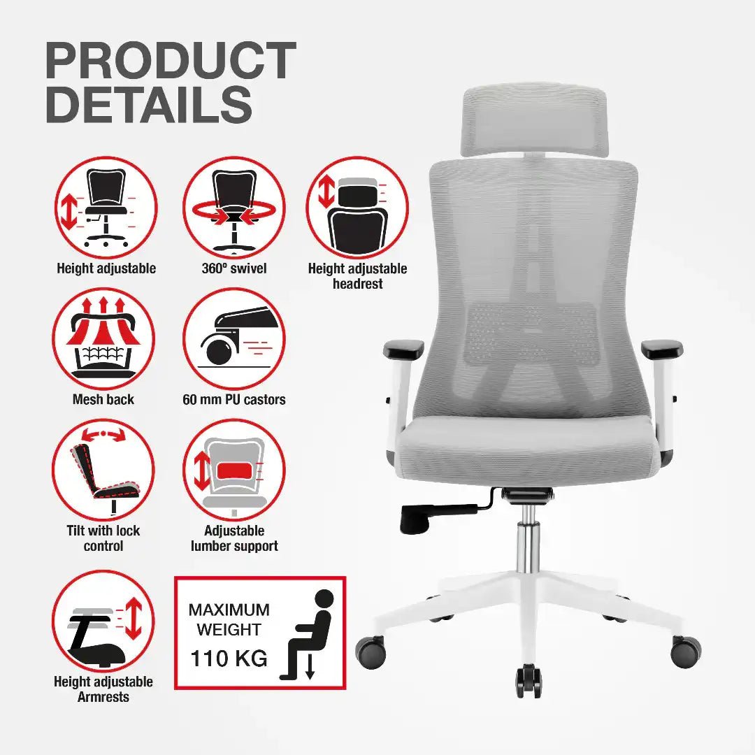 Oxford Plus Office Chair - Grey - Price Crash Furniture