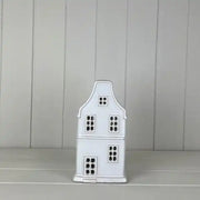 White Ceramic House Ornament with LED (14.5cm)