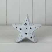 Medium White Ceramic Star Ornament with LED