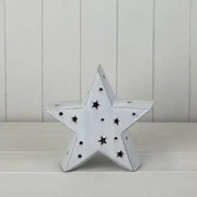 Small White Ceramic Star Ornament with LED