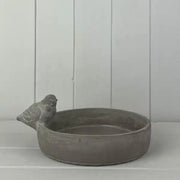 Stoneware Bird Bath TH 9.5 x  H4.5cm x D20cm Base 18.5cm