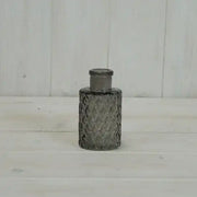 Smoky Grey Mini Geometric Glass Bottle H9.2cm x TD5cm