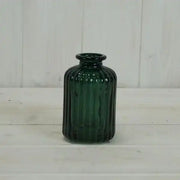 Green Ribbed Glass Bottle H10cm x TD3.7cm B5cm W 0.2Kg