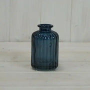Blue Ribbed Glass Bottle H10cm TD3.7cm B5cm W 0.2Kg
