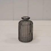 Smoky Grey Ribbed Glass Bottle H10cm x TD3.7cm B5cm W 0.2Kg