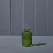 Emerald Green Ribbed Glass Bottle D6.3 x H10cm