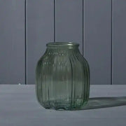 Vintage Green Glass Vase D13.8 x H16cm