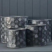 Set of Four Vintage Cylinder Bee Zinc Planters