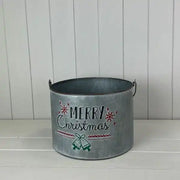 Metal Bucket Merry Christmas with Over Handle