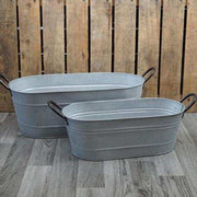 420154 - Set of Two Aged Zinc Troughs