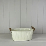 Cream Oval Tapered Trough with Rope Handles