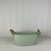 Sage Oval Tapered Trough with Rope Handles