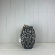 Grey Wicker Lantern 33 cm